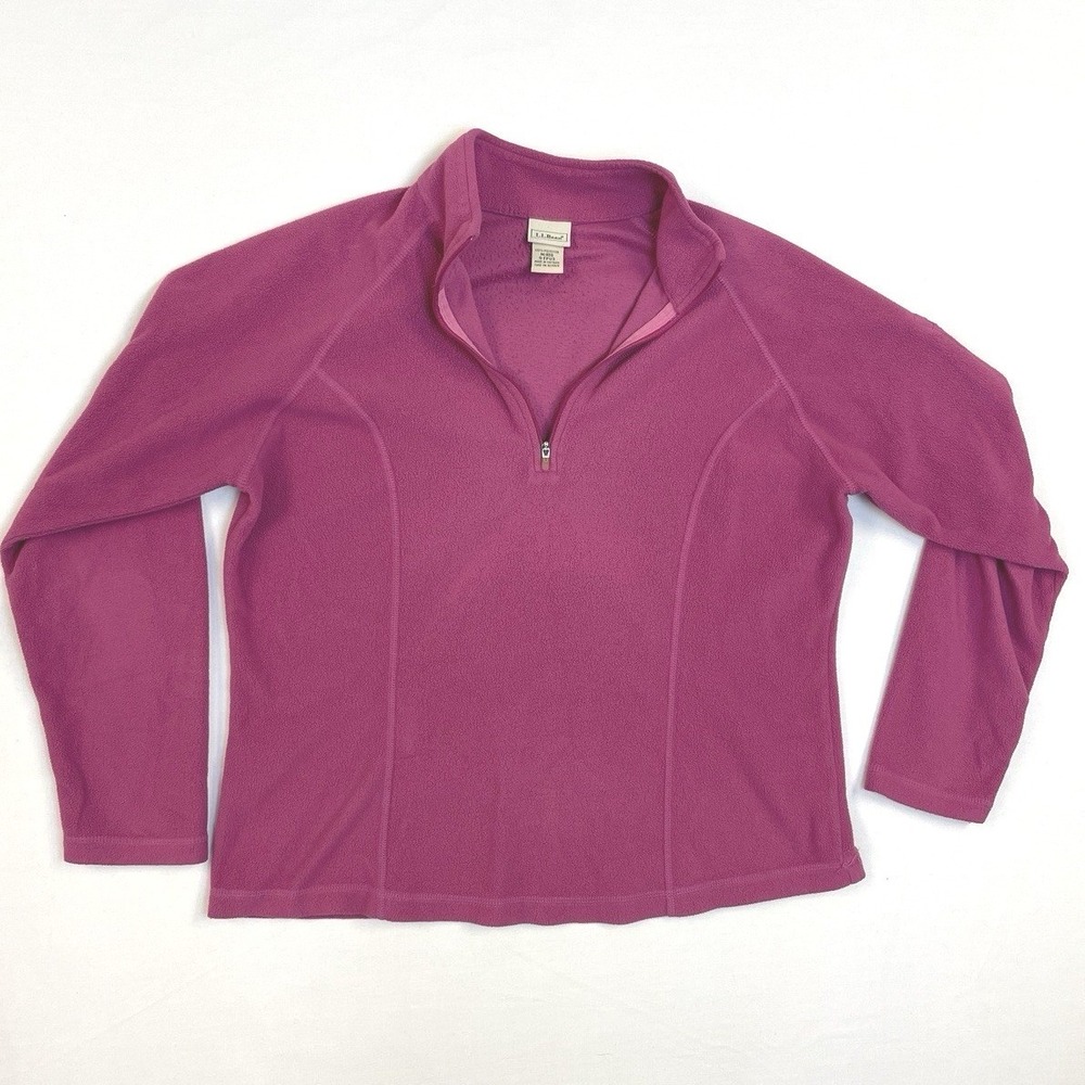 LL Bean Womens Fleece 1/4 Zip Pullover Lightweight Pink Med. Hiking Outdoors